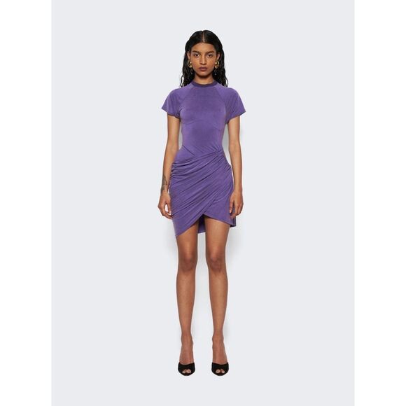 EUC Jacquemus La Robe Espelho Court Cupro Mini Dress Purple XL Cutout Bodycon - Picture 9 of 16